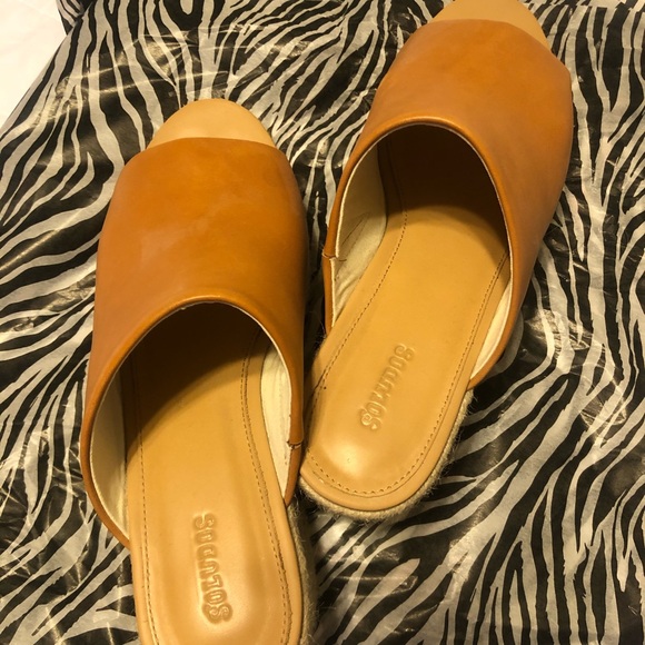 Size 9 Tan leather Soludo espadrille platforms. - Picture 3 of 5